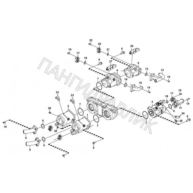 Гидравлический насос R902486269 Rexroth LA10VO45ED72/52R+LA10VO28ED72/52R