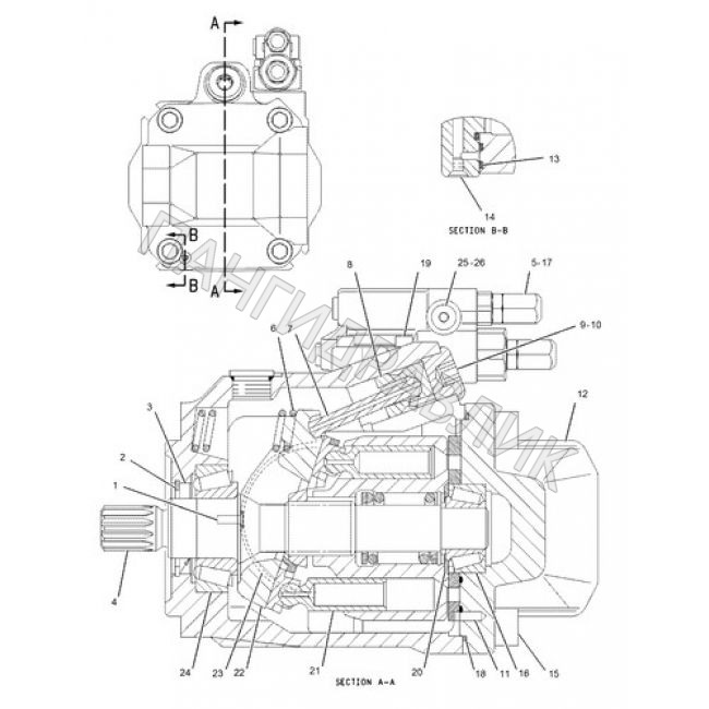 Гидравлический насос CAT 156-9084 Caterpillar 3126B, D6N